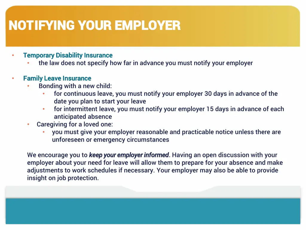 notifying your employer notifying your employer