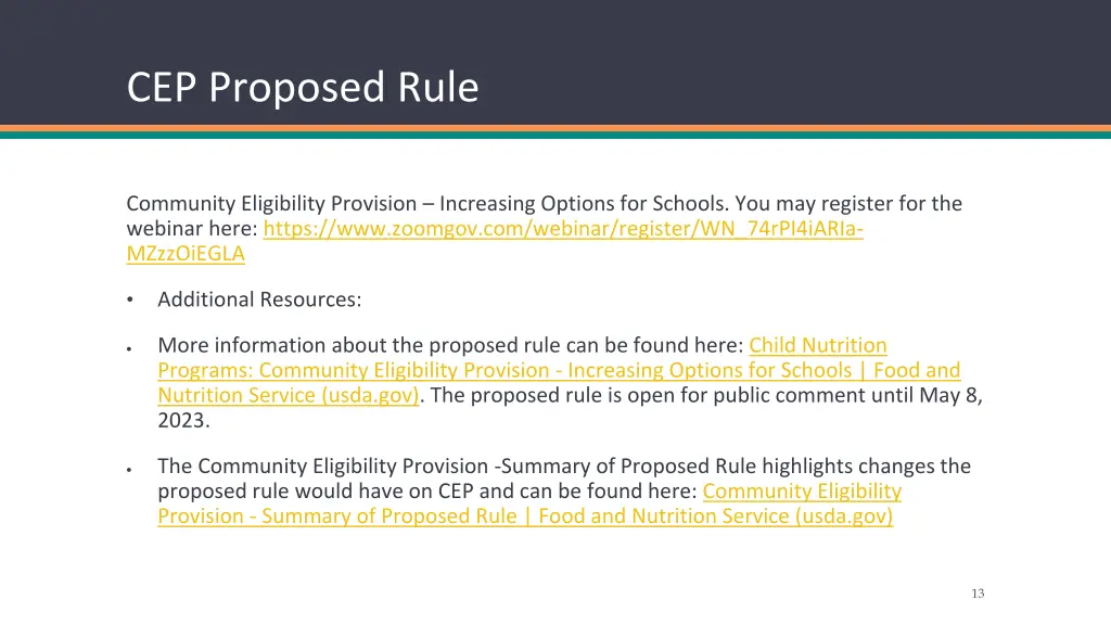 cep proposed rule
