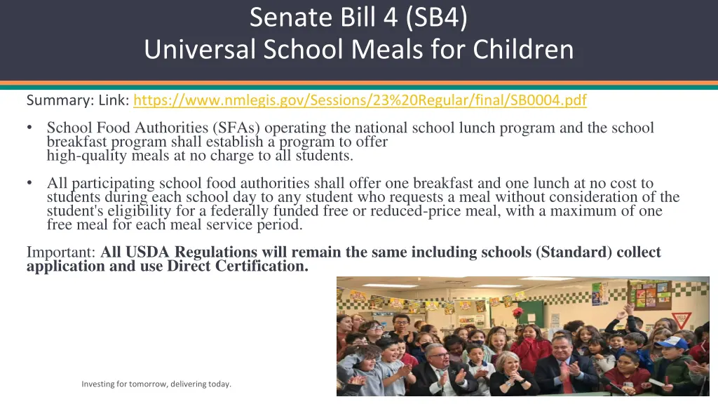 senate bill 4 sb4 universal school meals