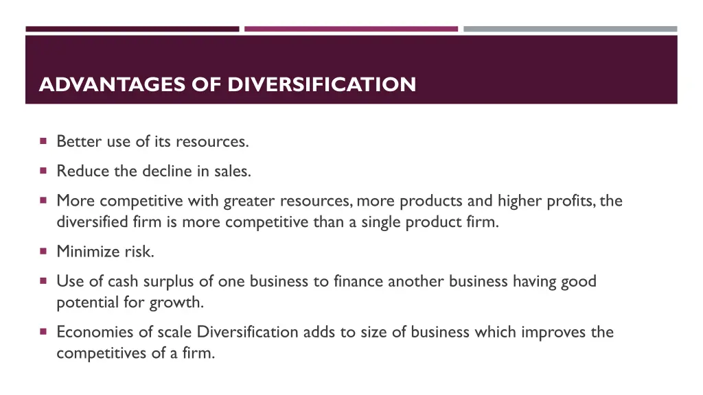 advantages of diversification