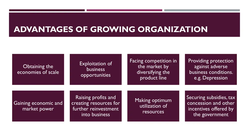 advantages of growing organization