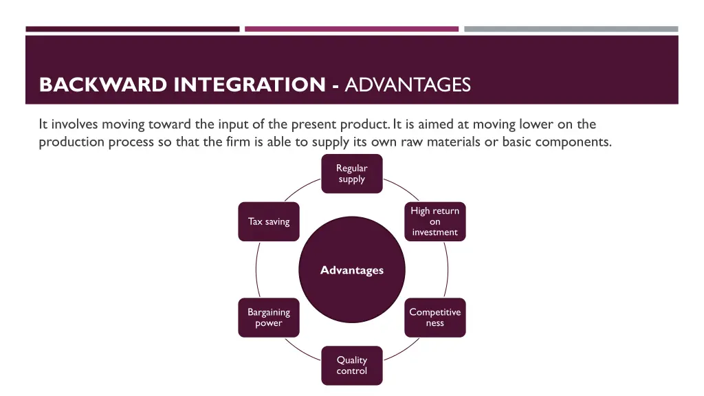 backward integration advantages