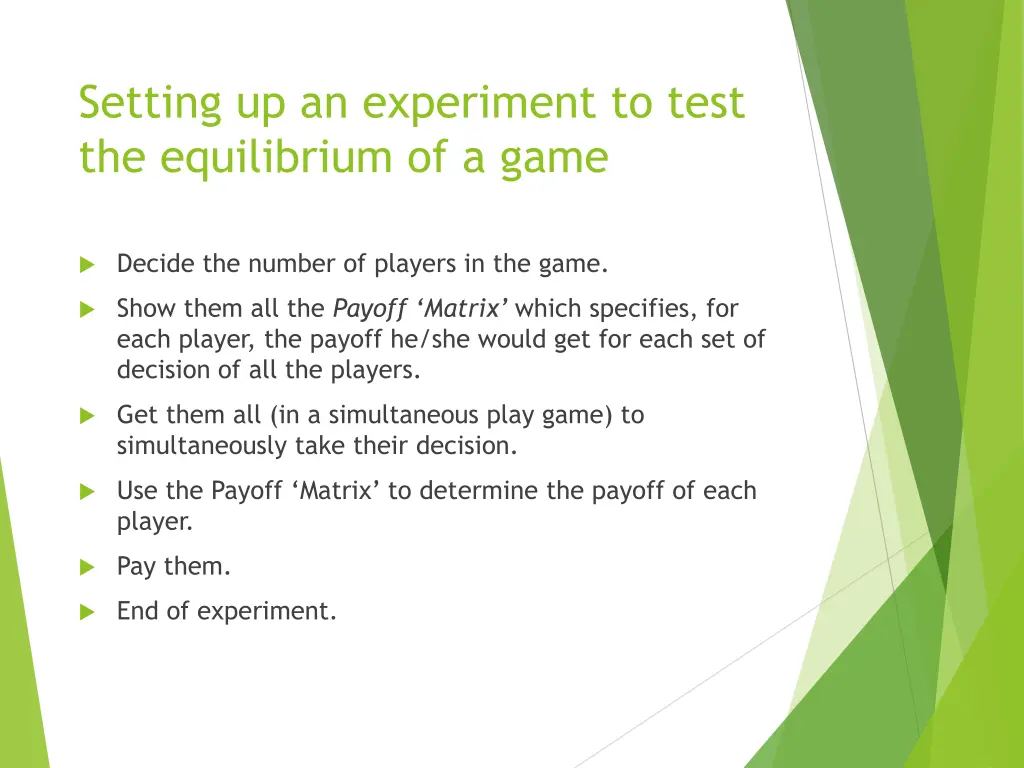 setting up an experiment to test the equilibrium