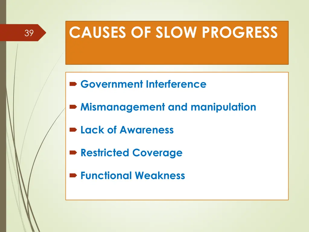 causes of slow progress