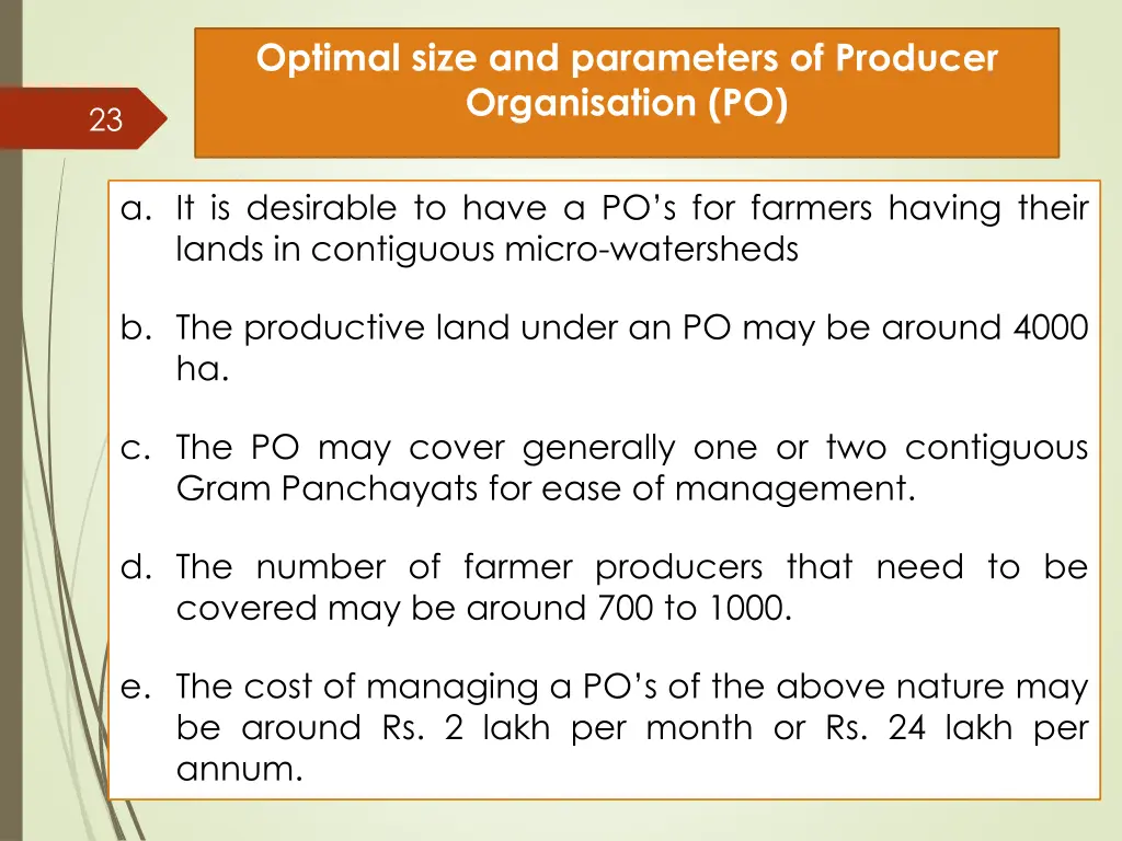 optimal size and parameters of producer