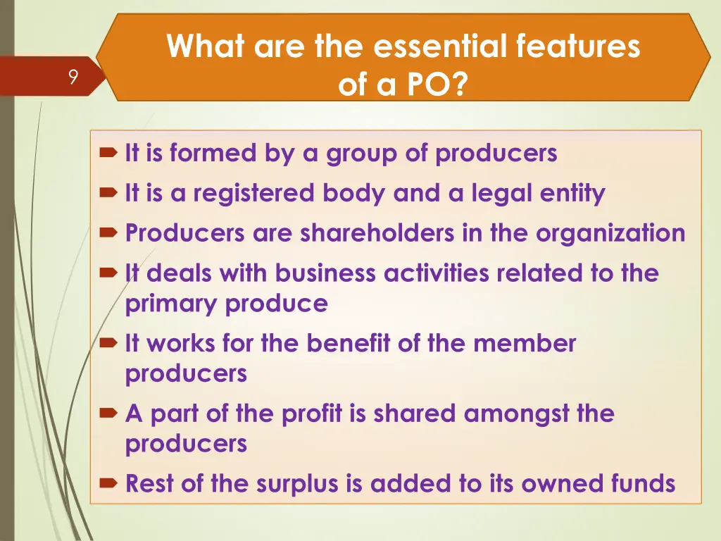 what are the essential features of a po