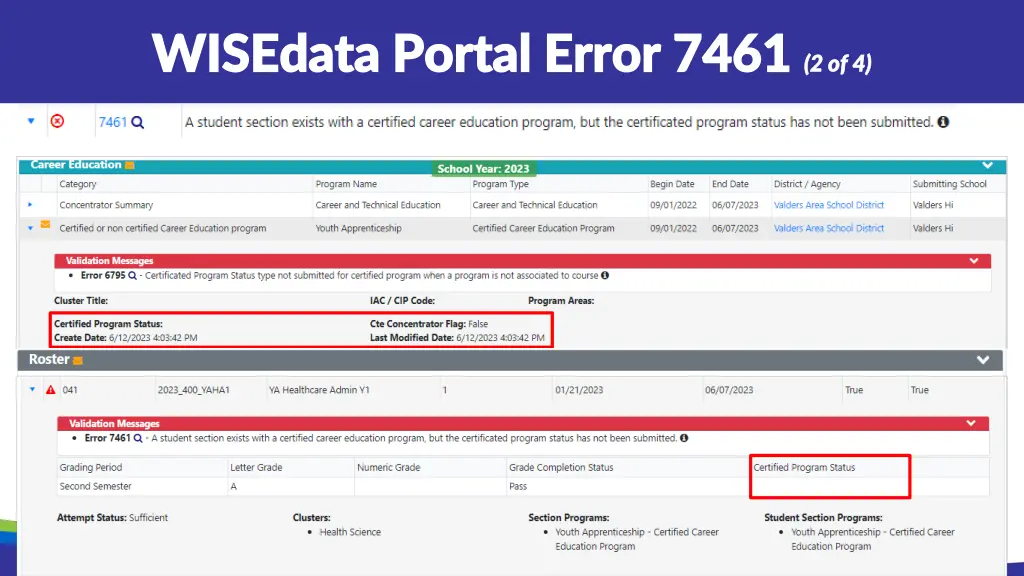 wisedata portal error 7461 wisedata portal error