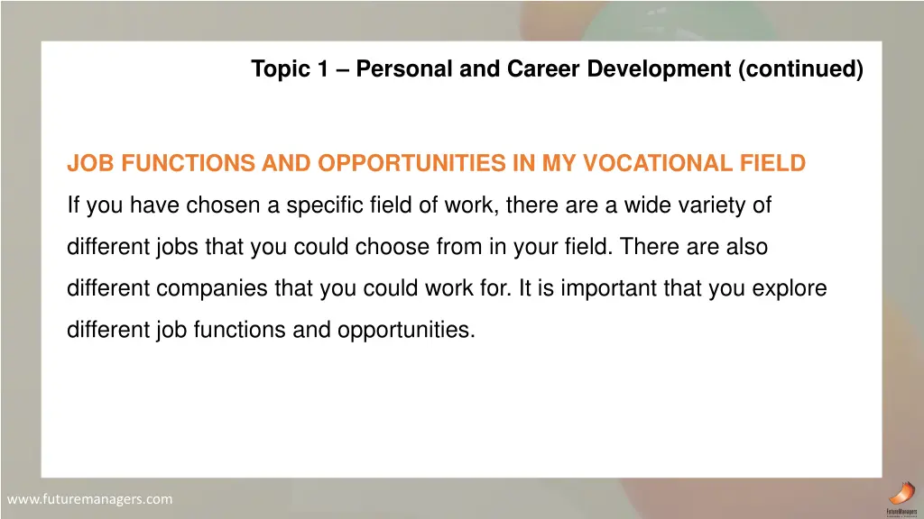 topic 1 personal and career development continued 1