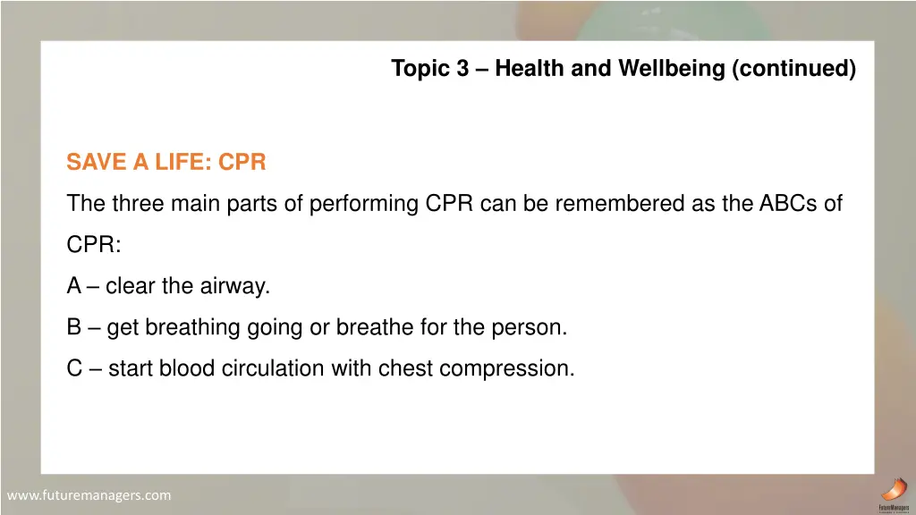 topic 3 health and wellbeing continued 11