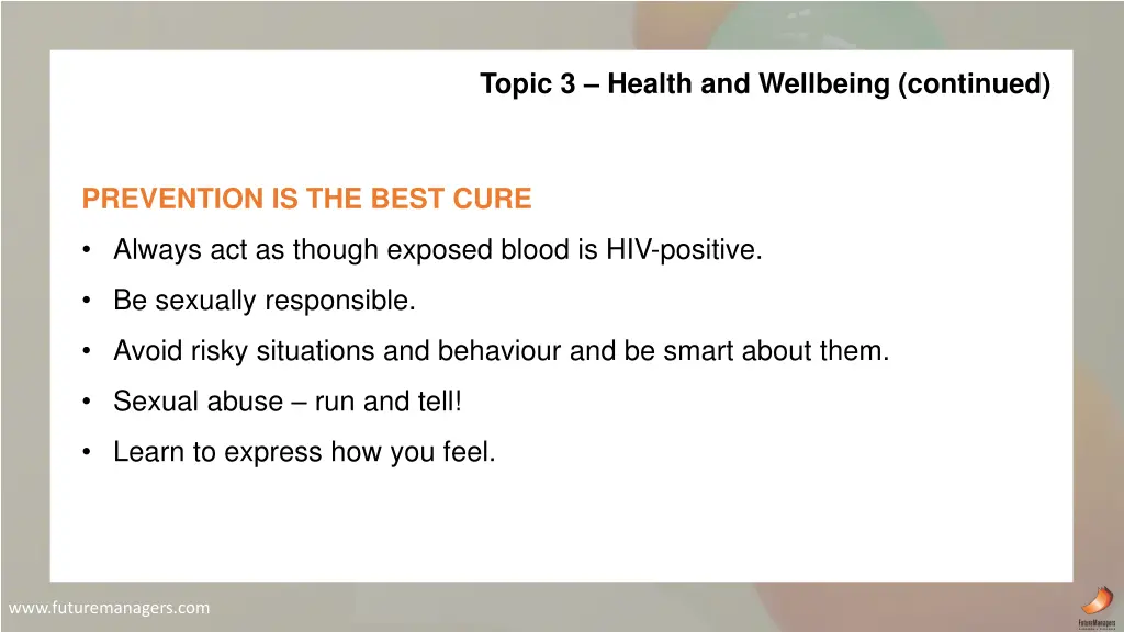 topic 3 health and wellbeing continued 9