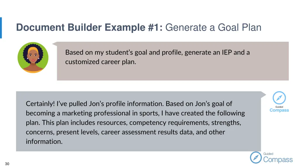 document builder example 1 generate a goal plan