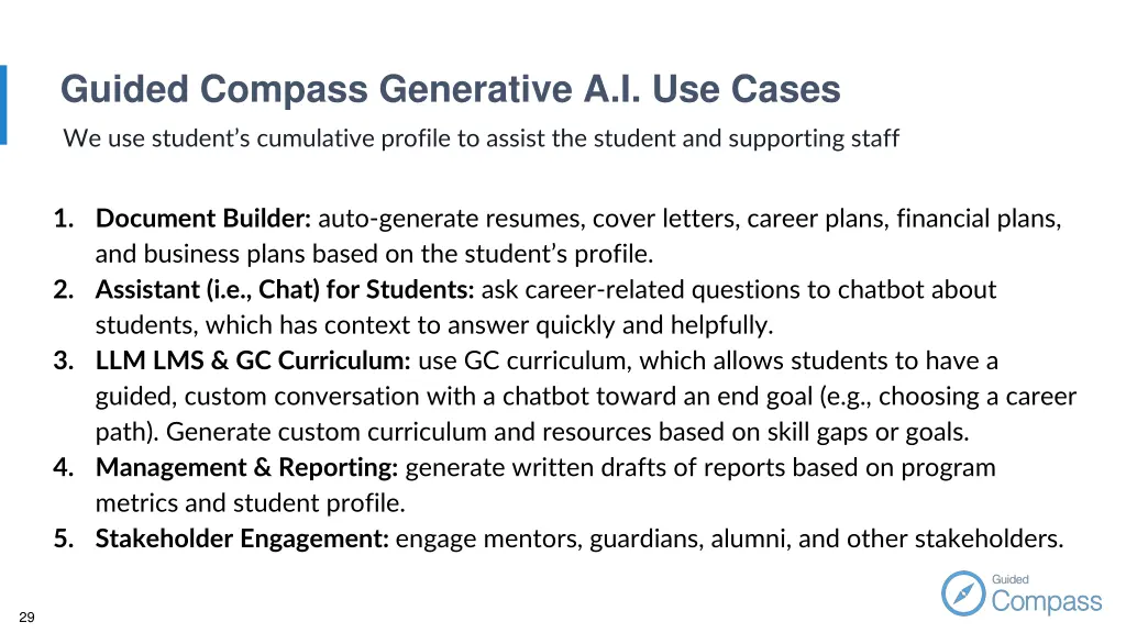 guided compass generative a i use cases