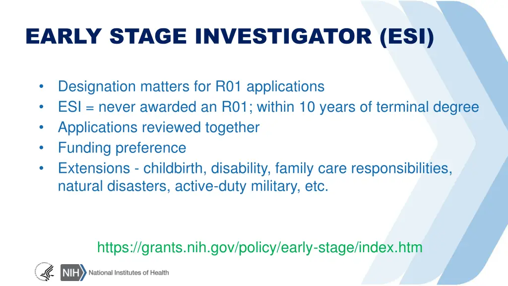 early stage investigator esi