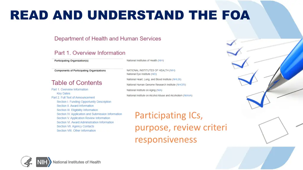 read and understand the foa