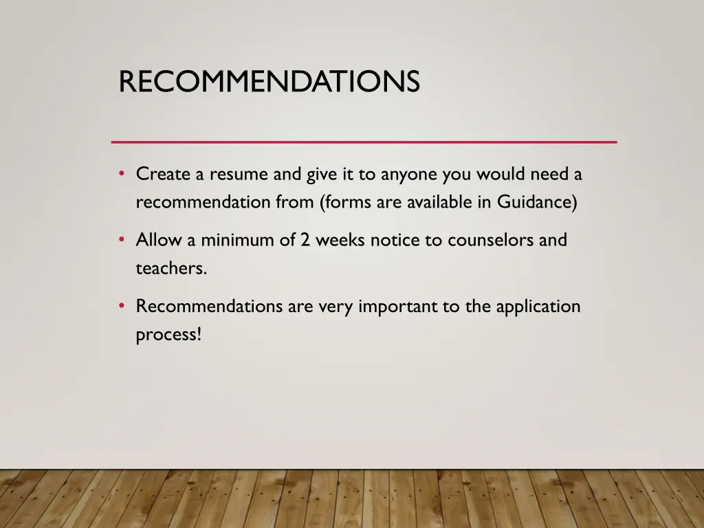 recommendations