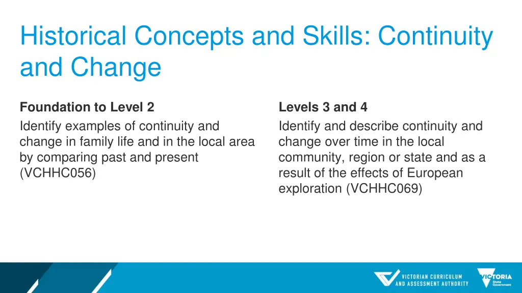 historical concepts and skills continuity