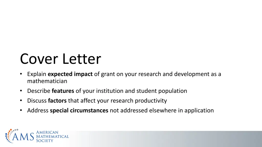 cover letter explain expected impact of grant