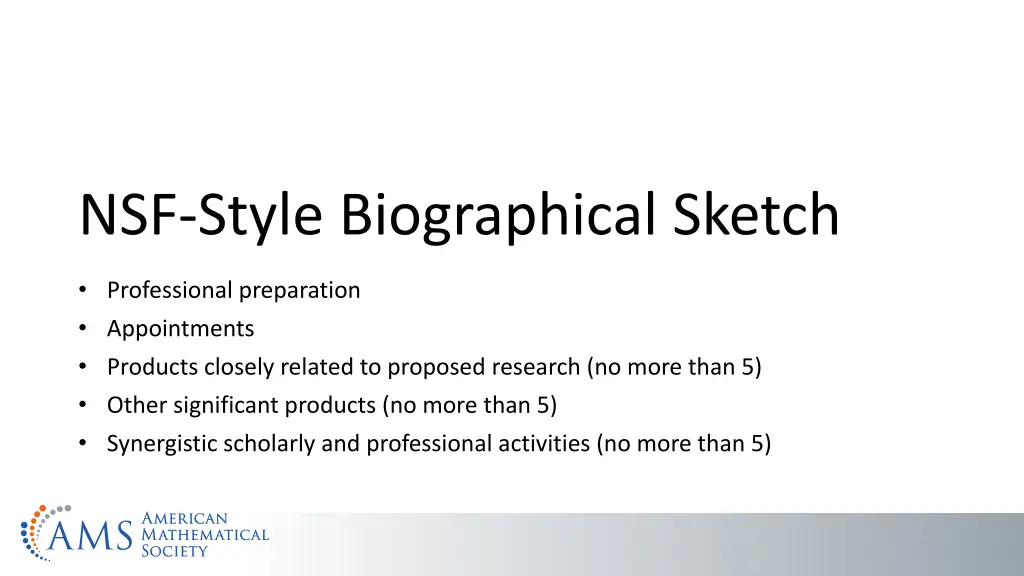 nsf style biographical sketch