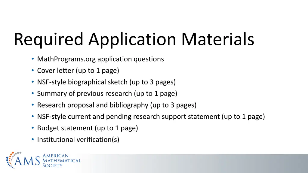 required application materials