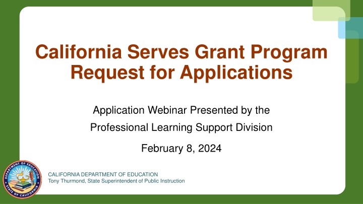california serves grant program request
