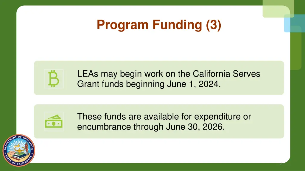 program funding 3
