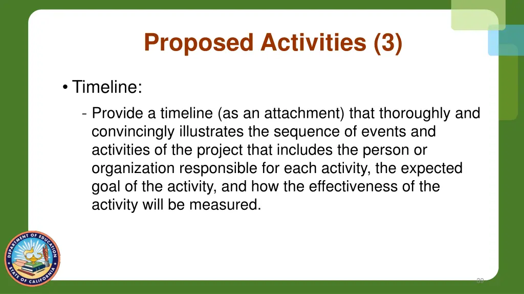 proposed activities 3