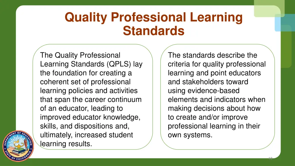 quality professional learning standards