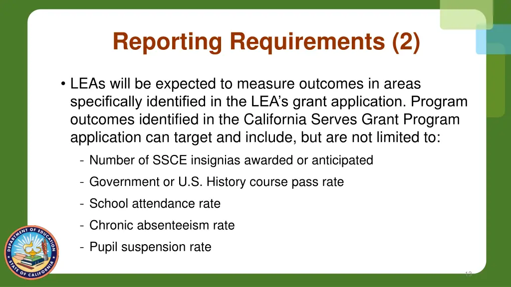 reporting requirements 2