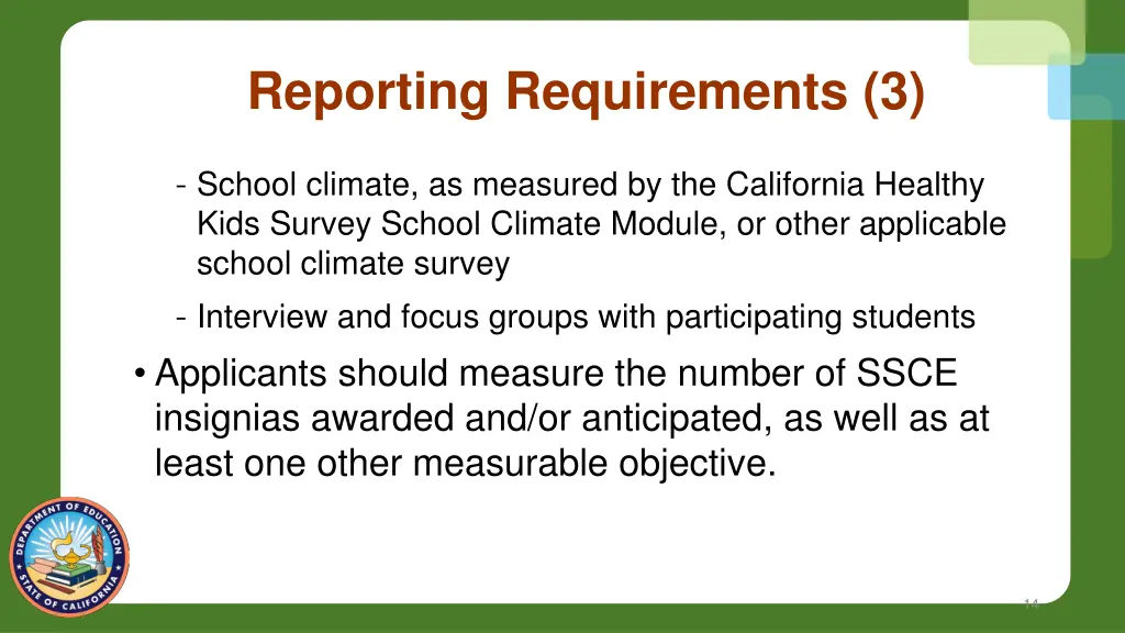 reporting requirements 3