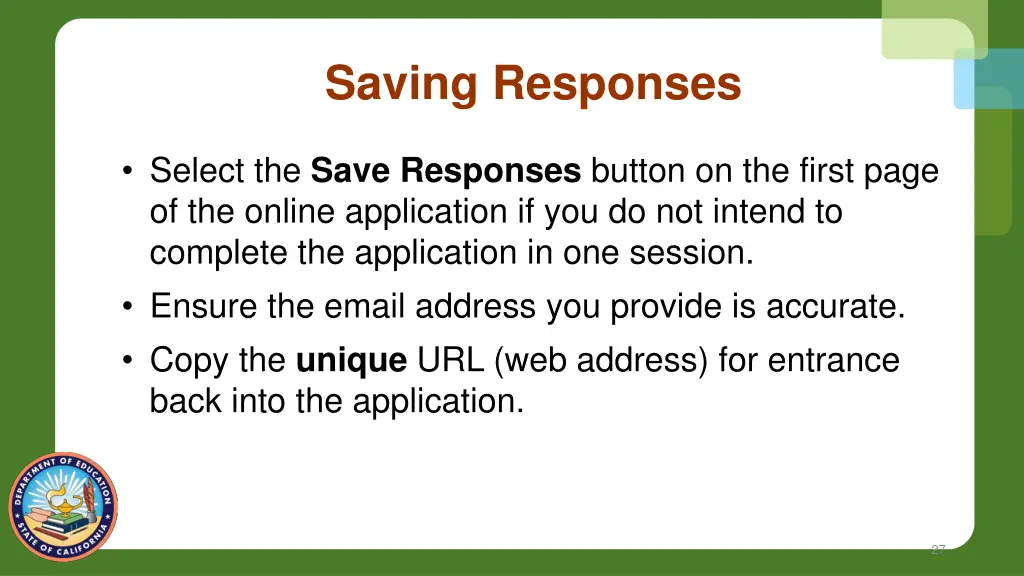 saving responses