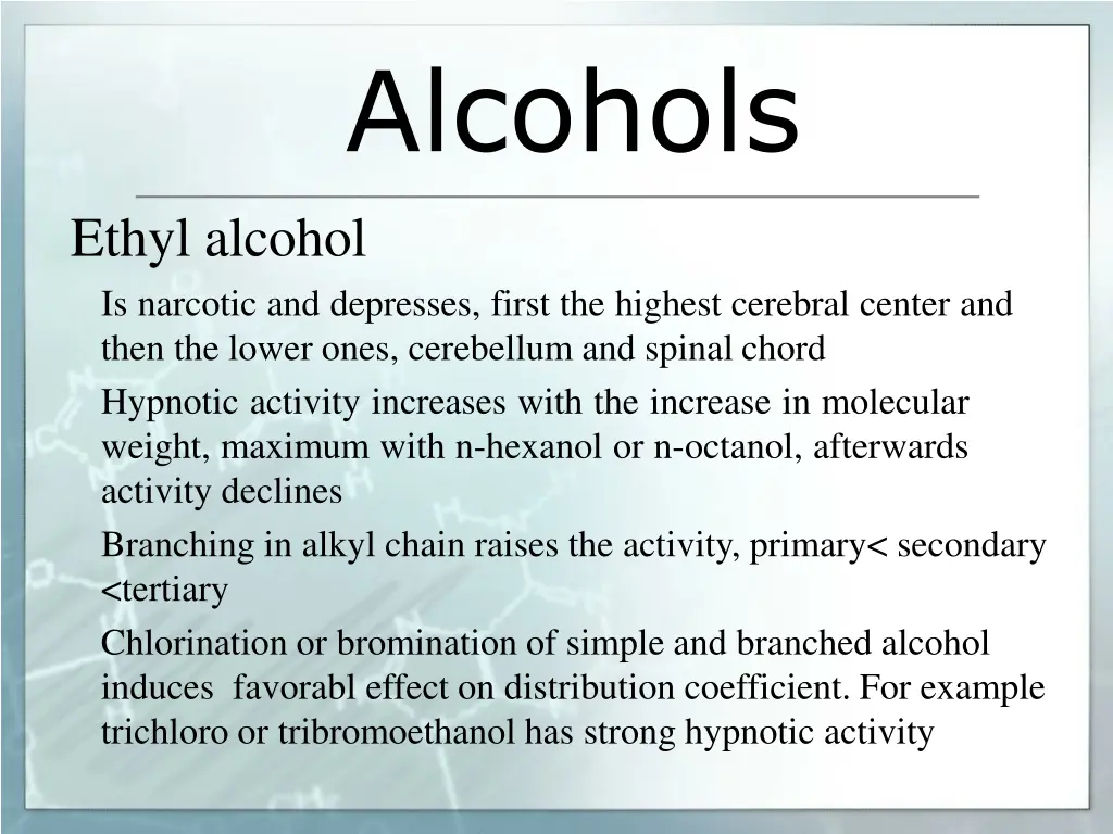 alcohols