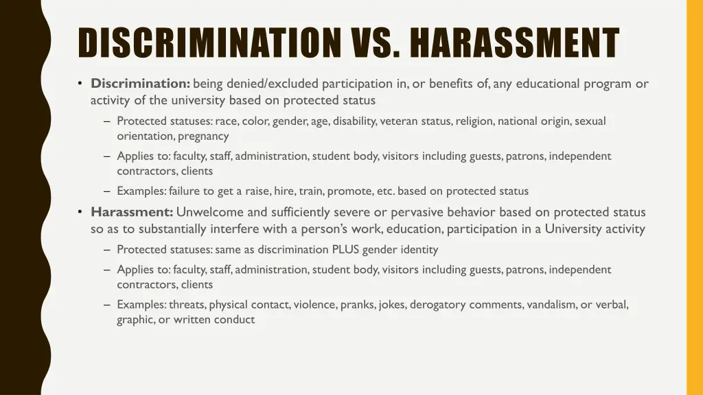 discrimination vs harassment