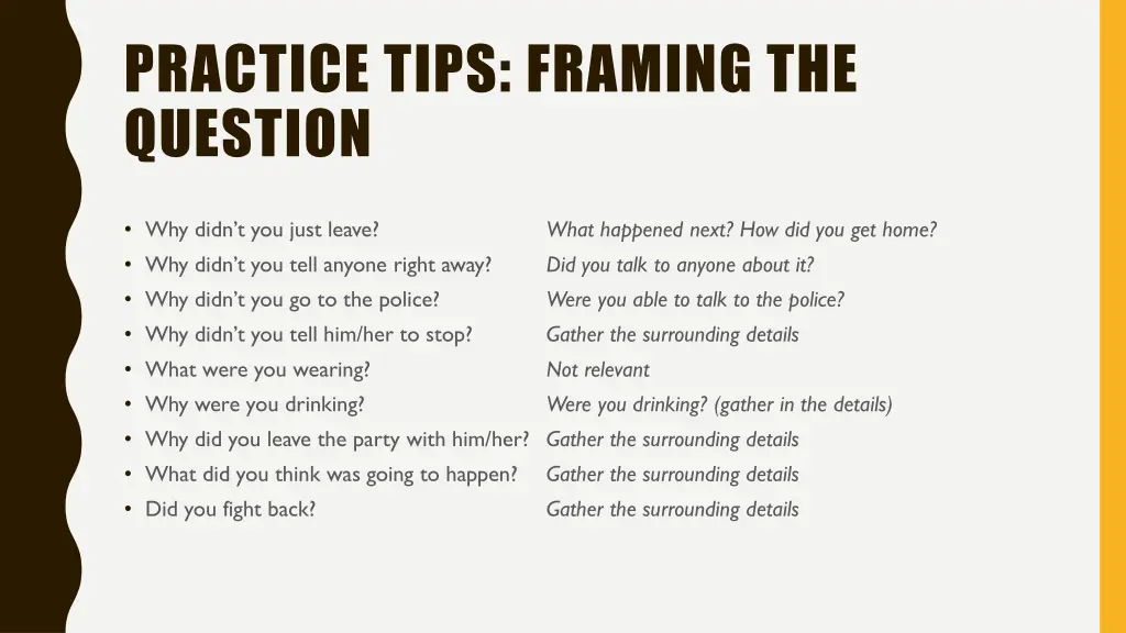 practice tips framing the question 1