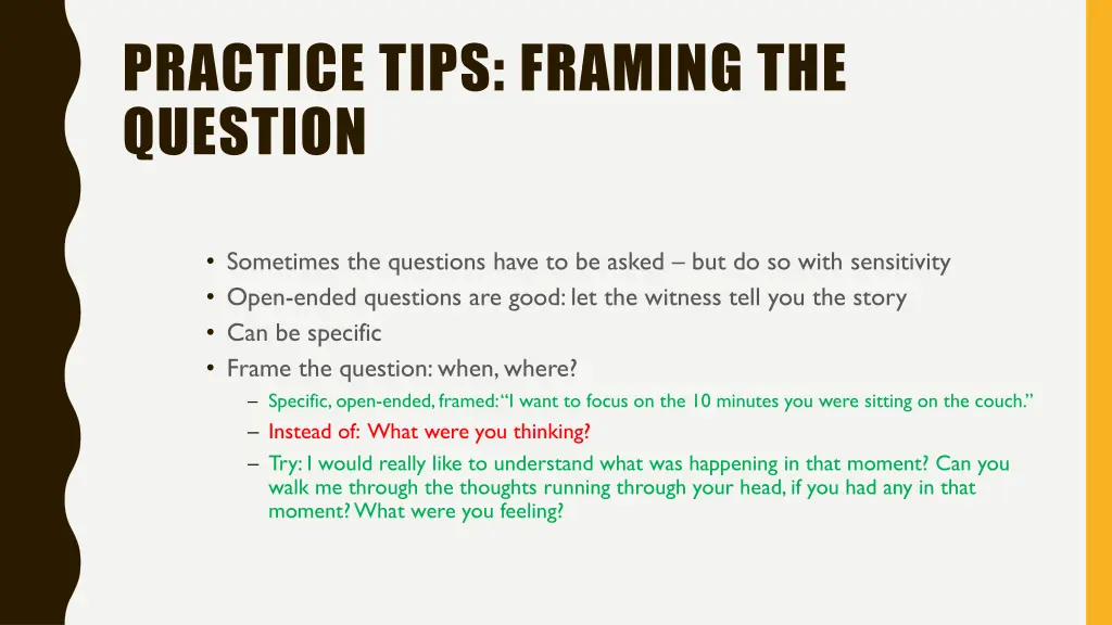 practice tips framing the question