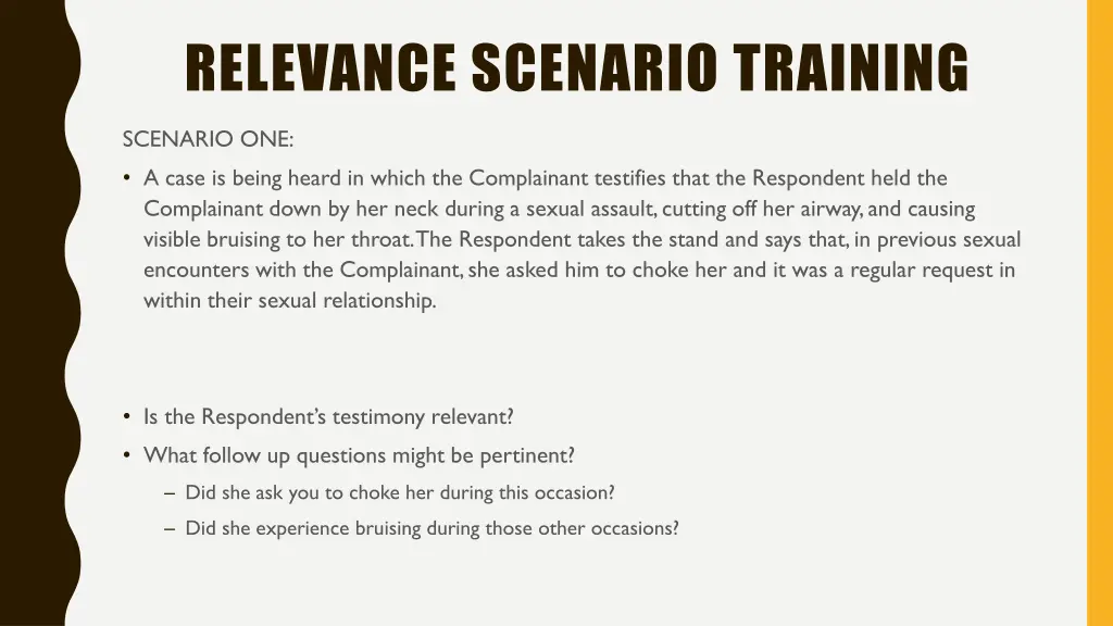 relevance scenario training