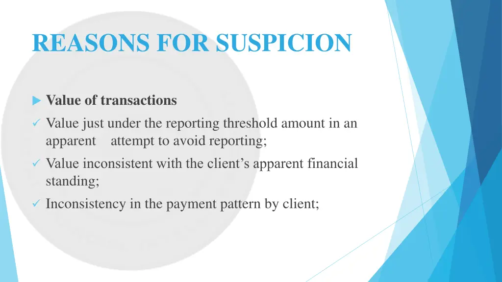 reasons for suspicion 2