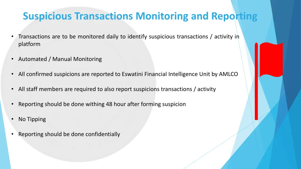 suspicious transactions monitoring and reporting