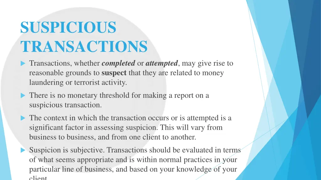 suspicious transactions transactions whether