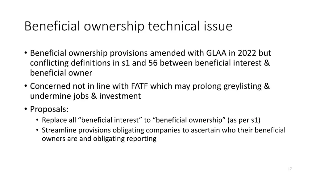 beneficial ownership technical issue