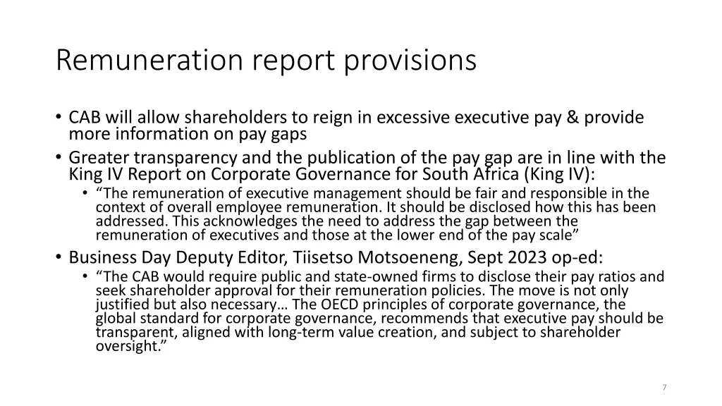 remuneration report provisions