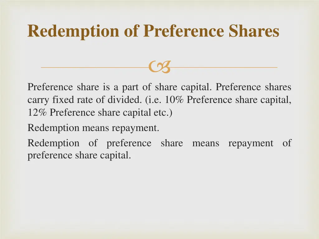 redemption of preference shares