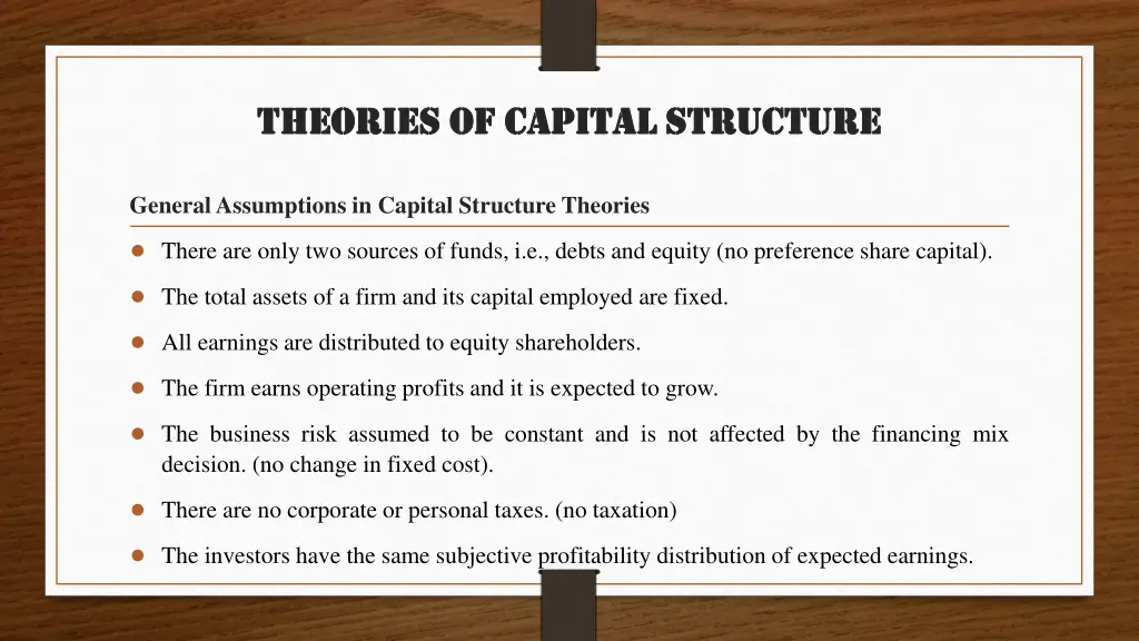 theories of capital structure theories of capital