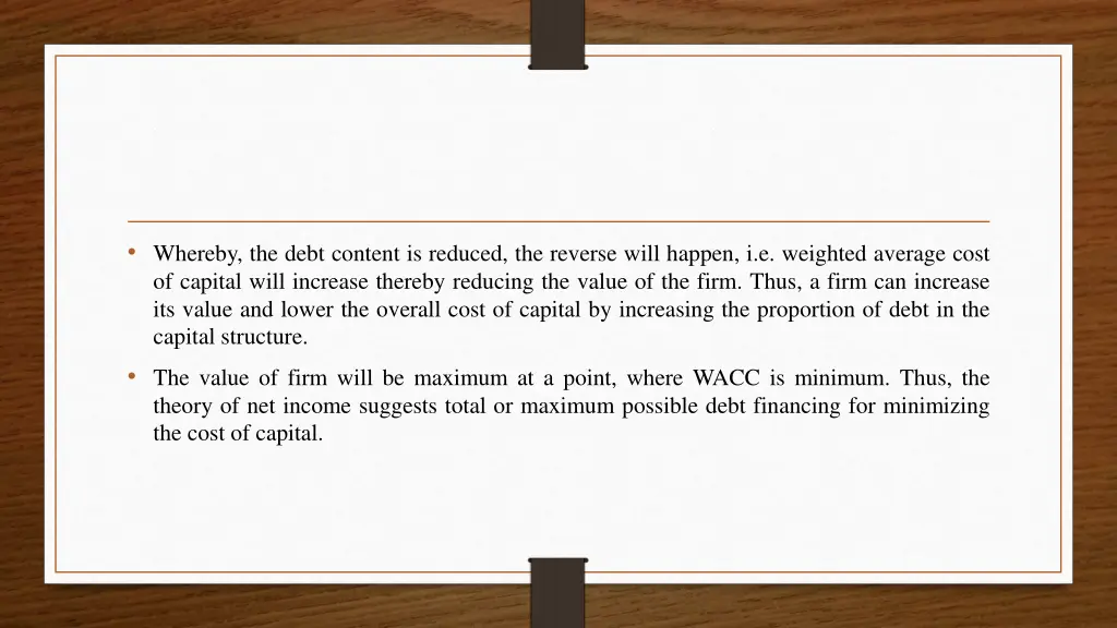 whereby the debt content is reduced the reverse