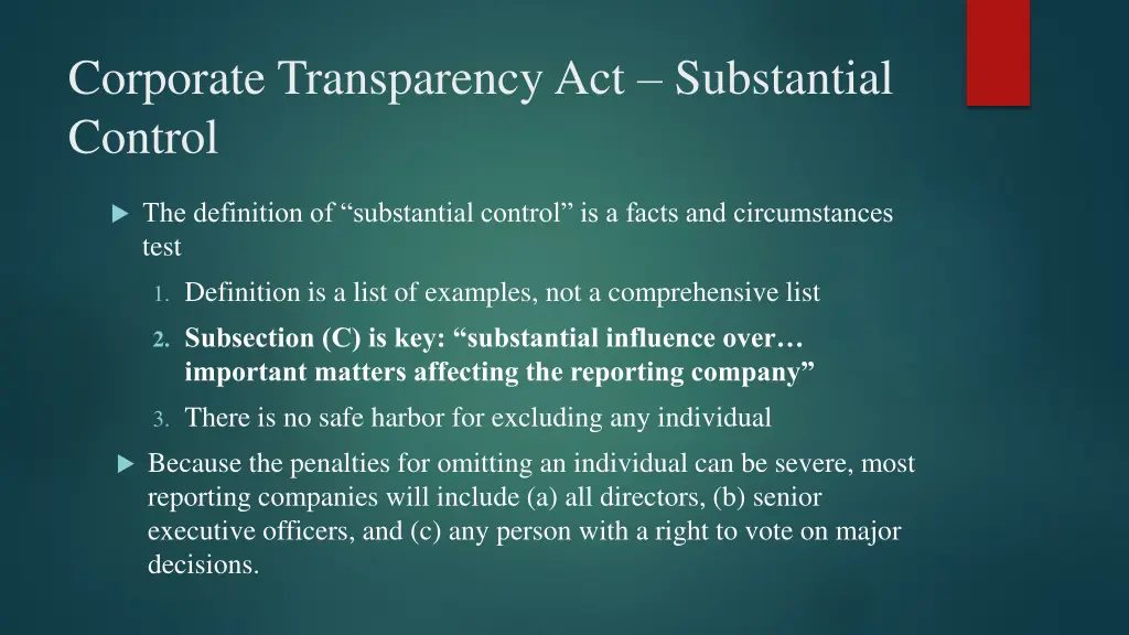corporate transparency act substantial control 1