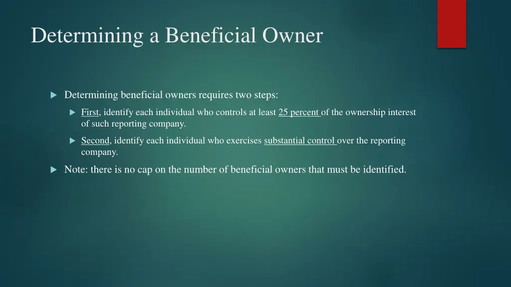 determining a beneficial owner