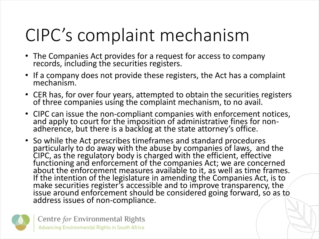 cipc s complaint mechanism