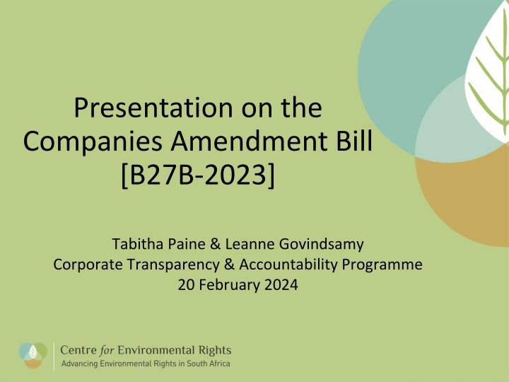 presentation on the companies amendment bill b27b