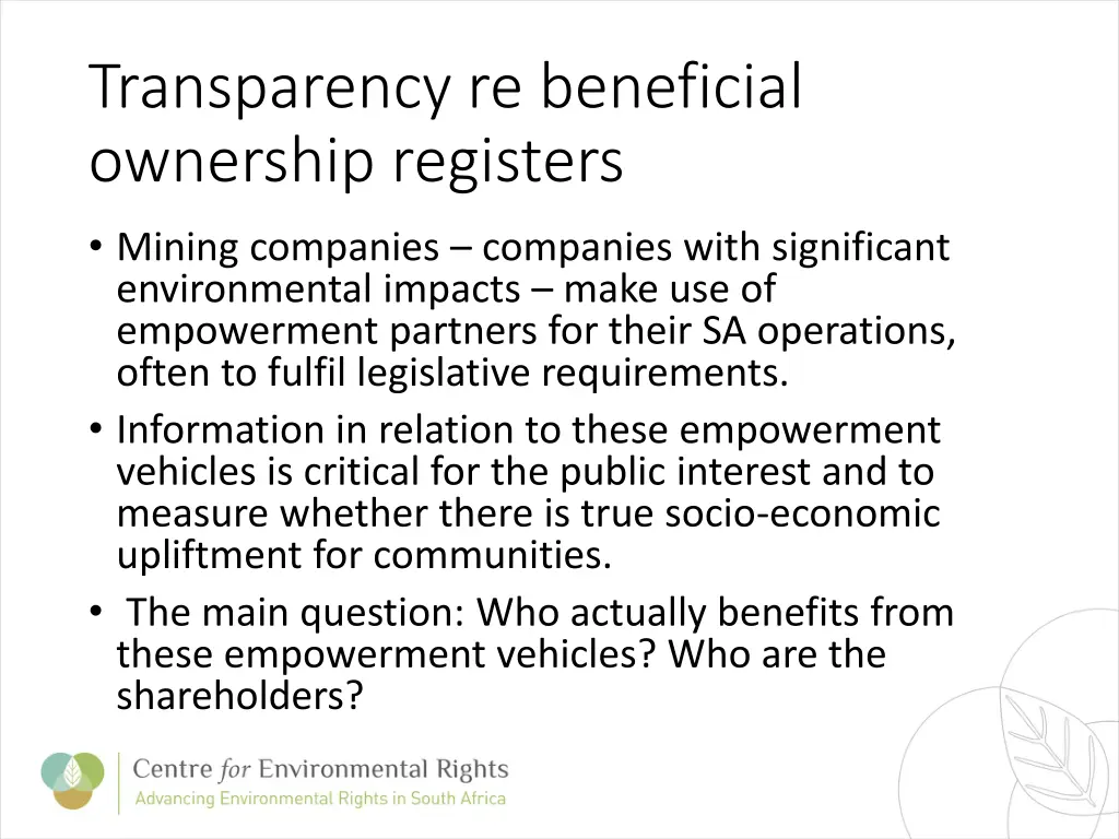 transparency re beneficial ownership registers