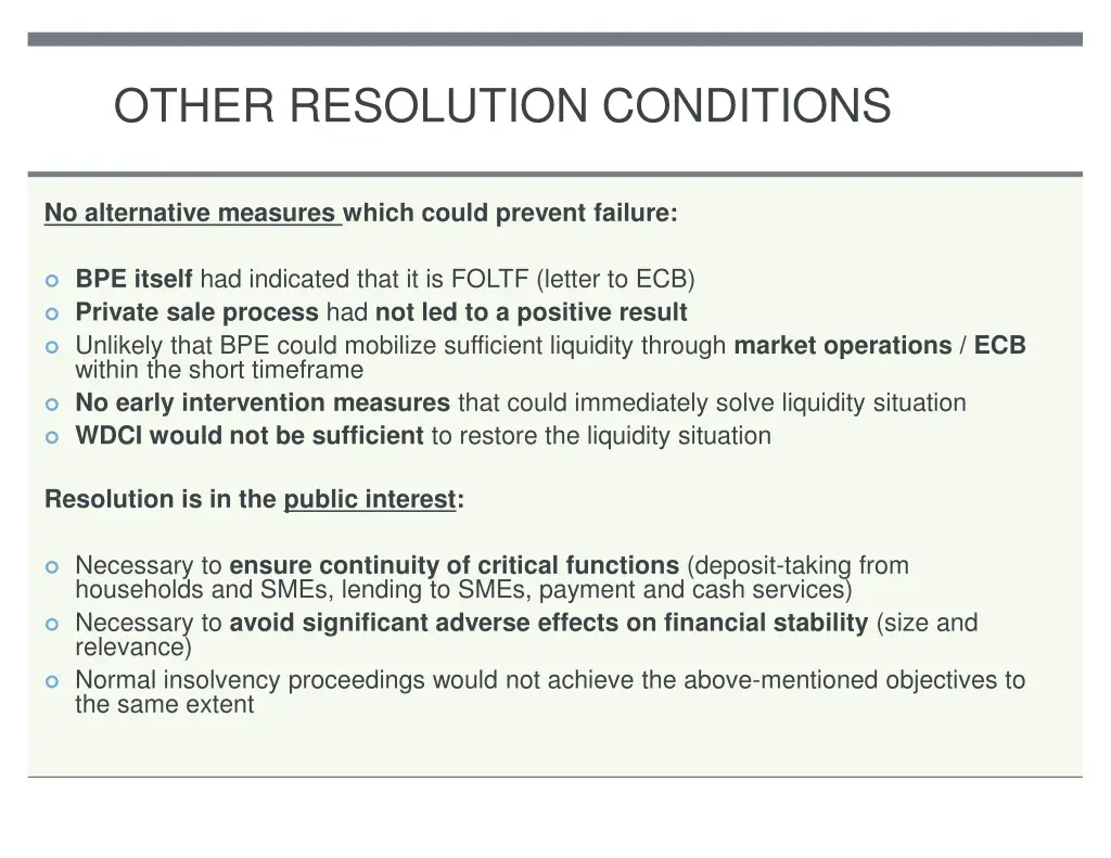 other resolution conditions