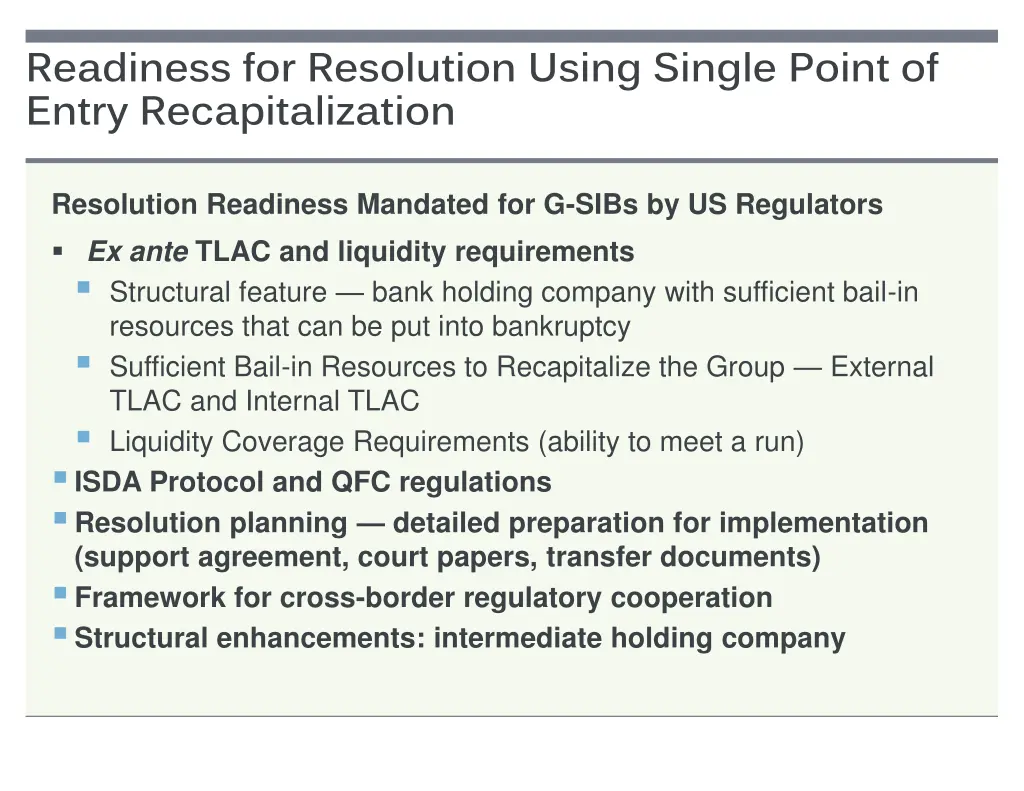 readiness for resolution using single point